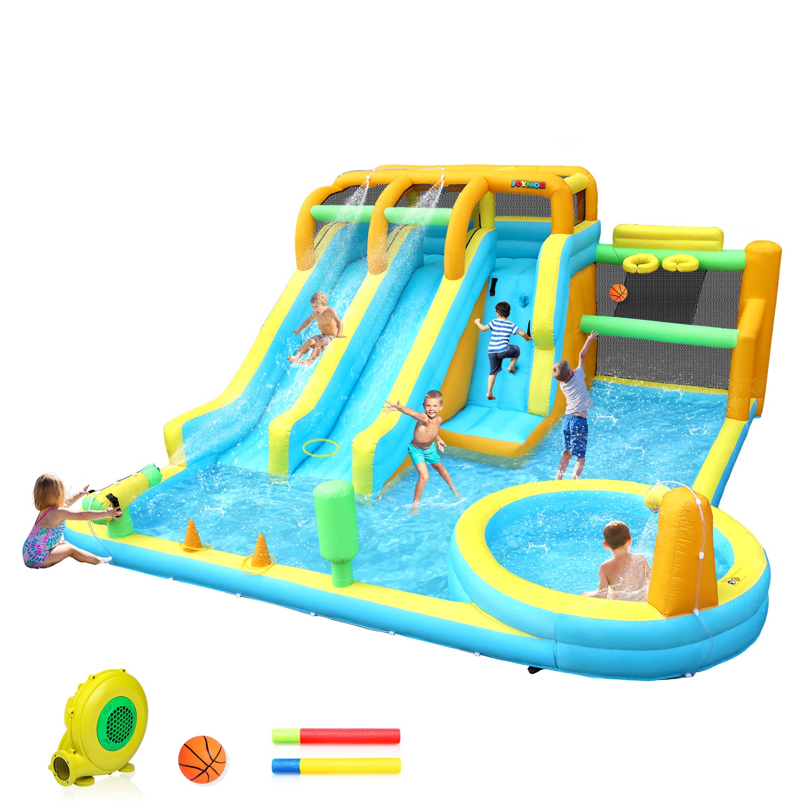 JOYMOR 11 in 1 Water Park Inflatable Water Slide Bouncer House w 2 Wa Joymor