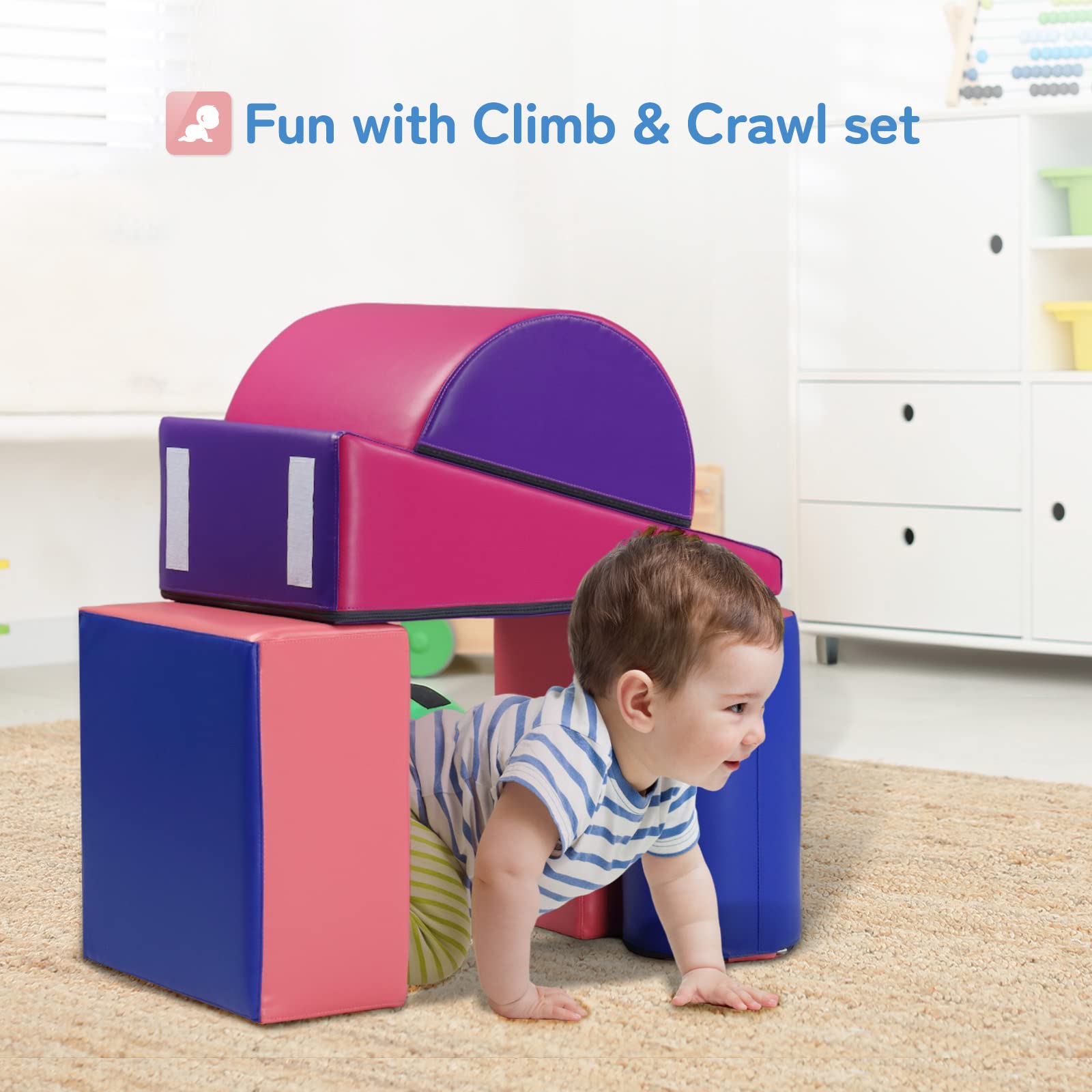 JOYMOR Soft Foam Climb and Crawl Activity Playset 3-Piece