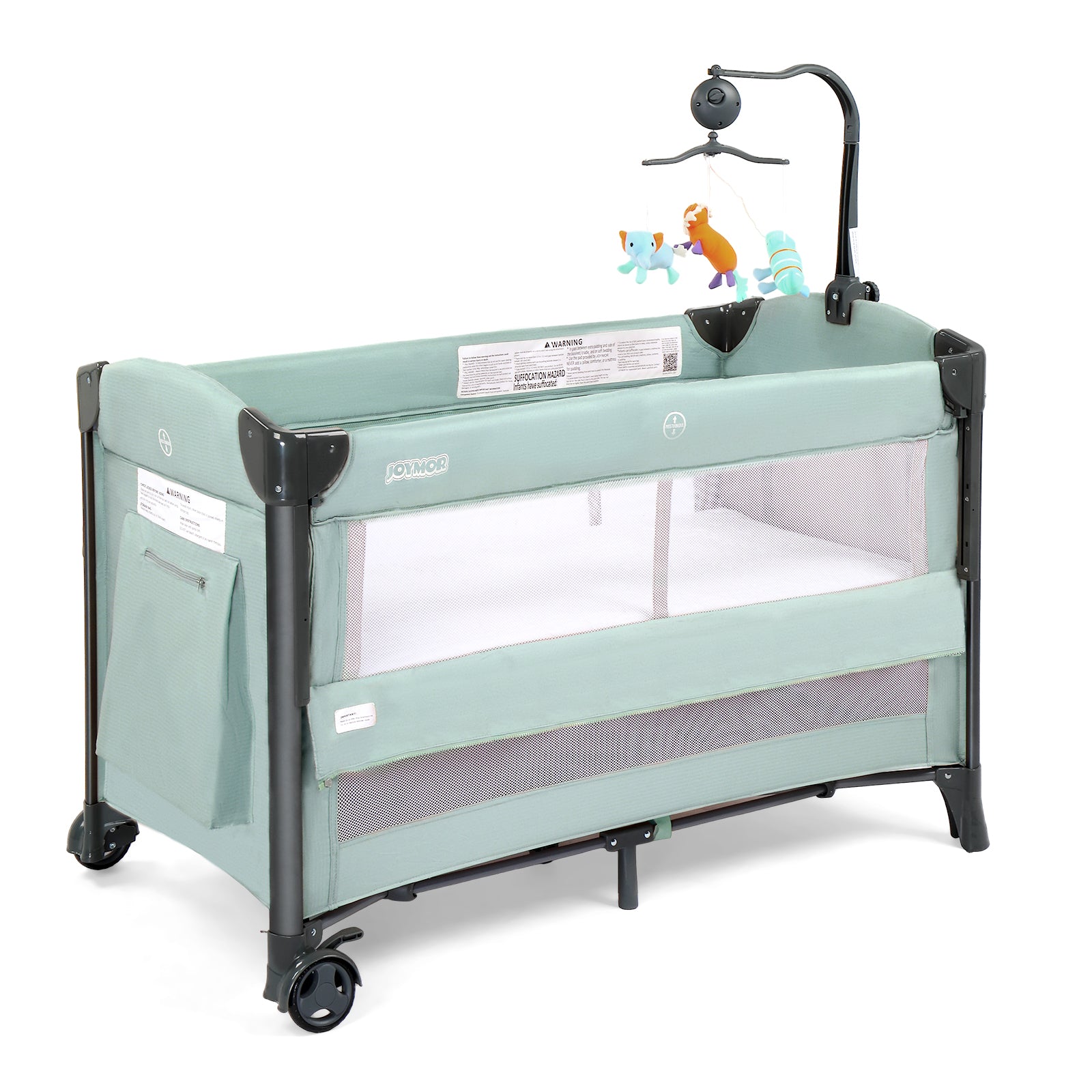 JOYMOR 3 in 1 Baby Bedside Sleeper with Bassinet Portable Folding