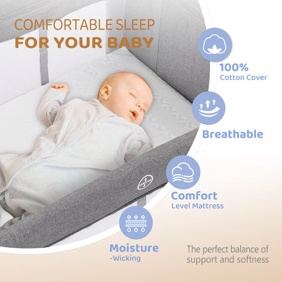 JOYMOR 3 in 1 Baby Bedside Sleeper with Bassinet Portable Folding ...