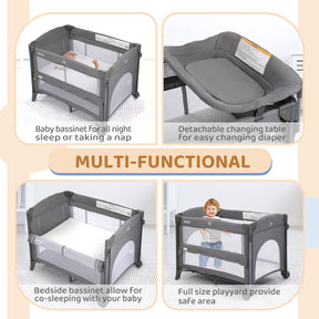 JOYMOR 3 In 1 Baby Bedside Sleeper With Bassinet Portable Folding ...