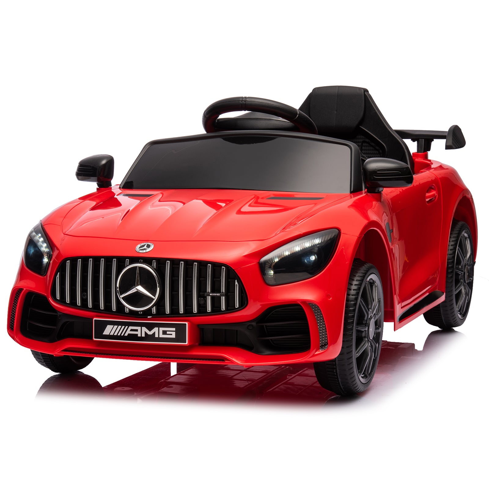 JOYMOR 12V Kids Ride On Car 2.4G Remote Control Licensed Mercedes Benz AMG GTR 12V Battery Powered Electric Vehicle Red