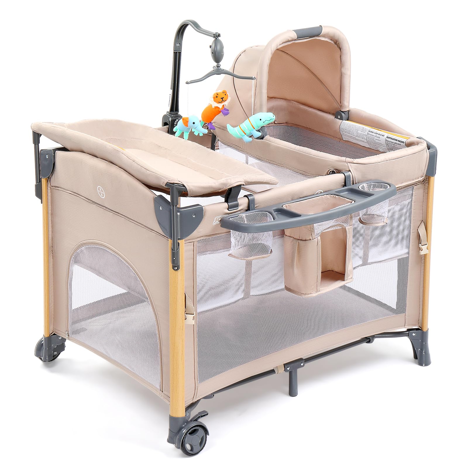 JOYMOR 3 in 1 Baby Bedside Sleeper with Bassinet Portable Folding