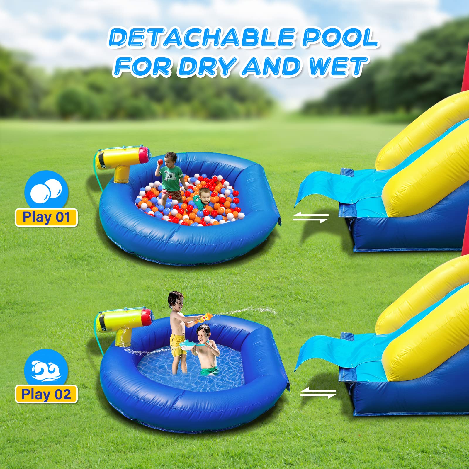 JOYMOR Commercial Water Slide Inflatable Bounce House with Pool and Sl ...