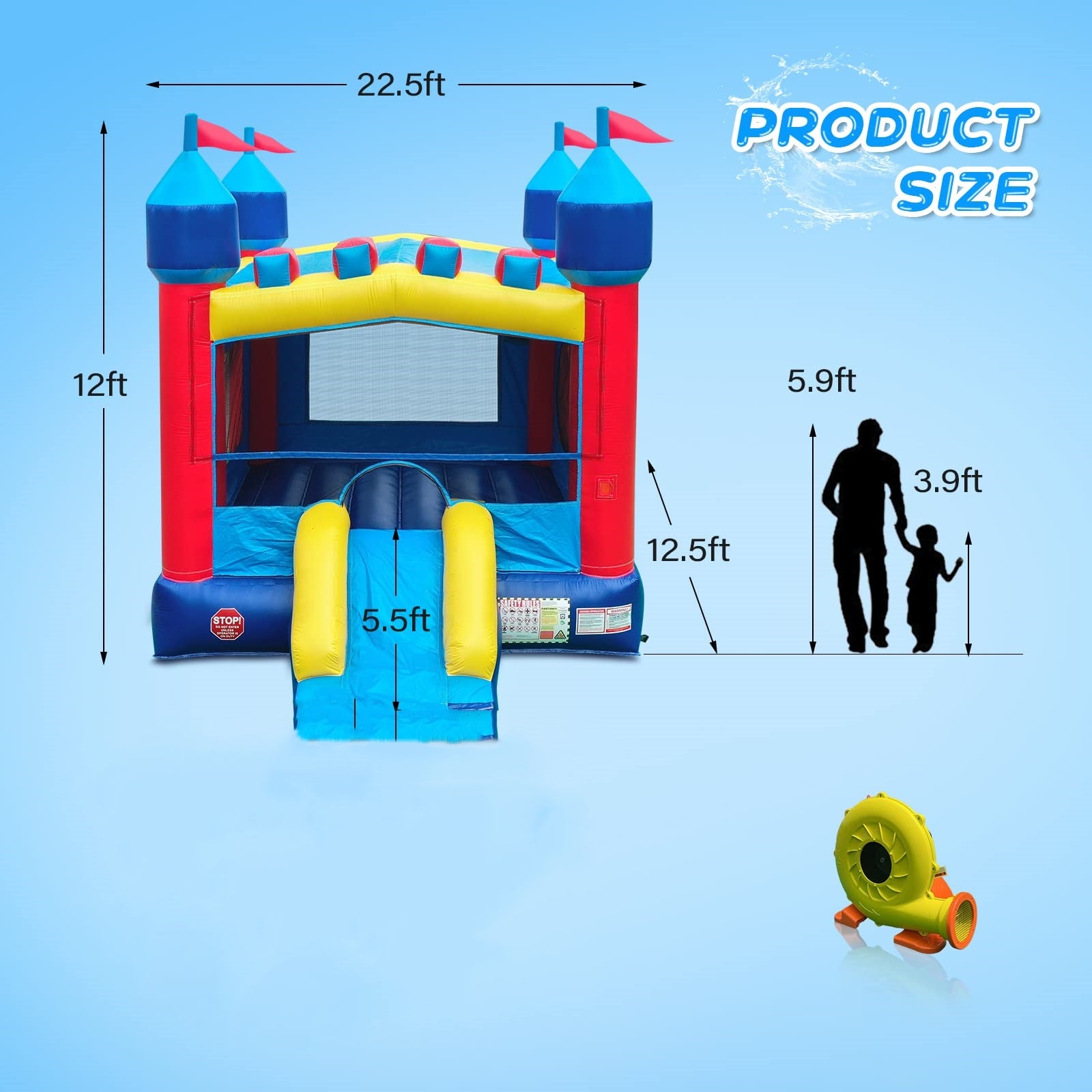 JOYMOR Commercial Water Slide Inflatable Bounce House with Air Blower ...