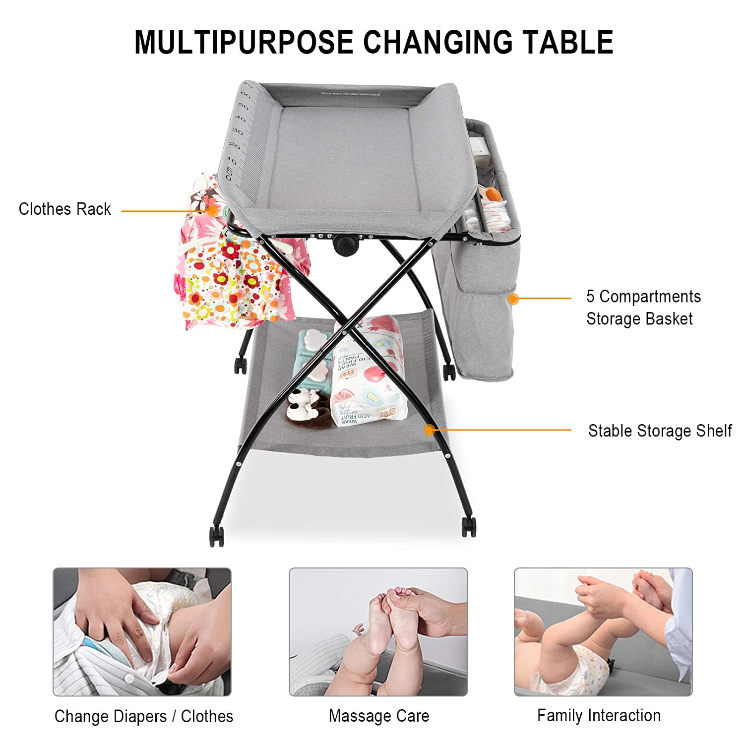 JOYMOR Folding Diaper Station Baby Changing Table Portable Adjustable –  Joymor