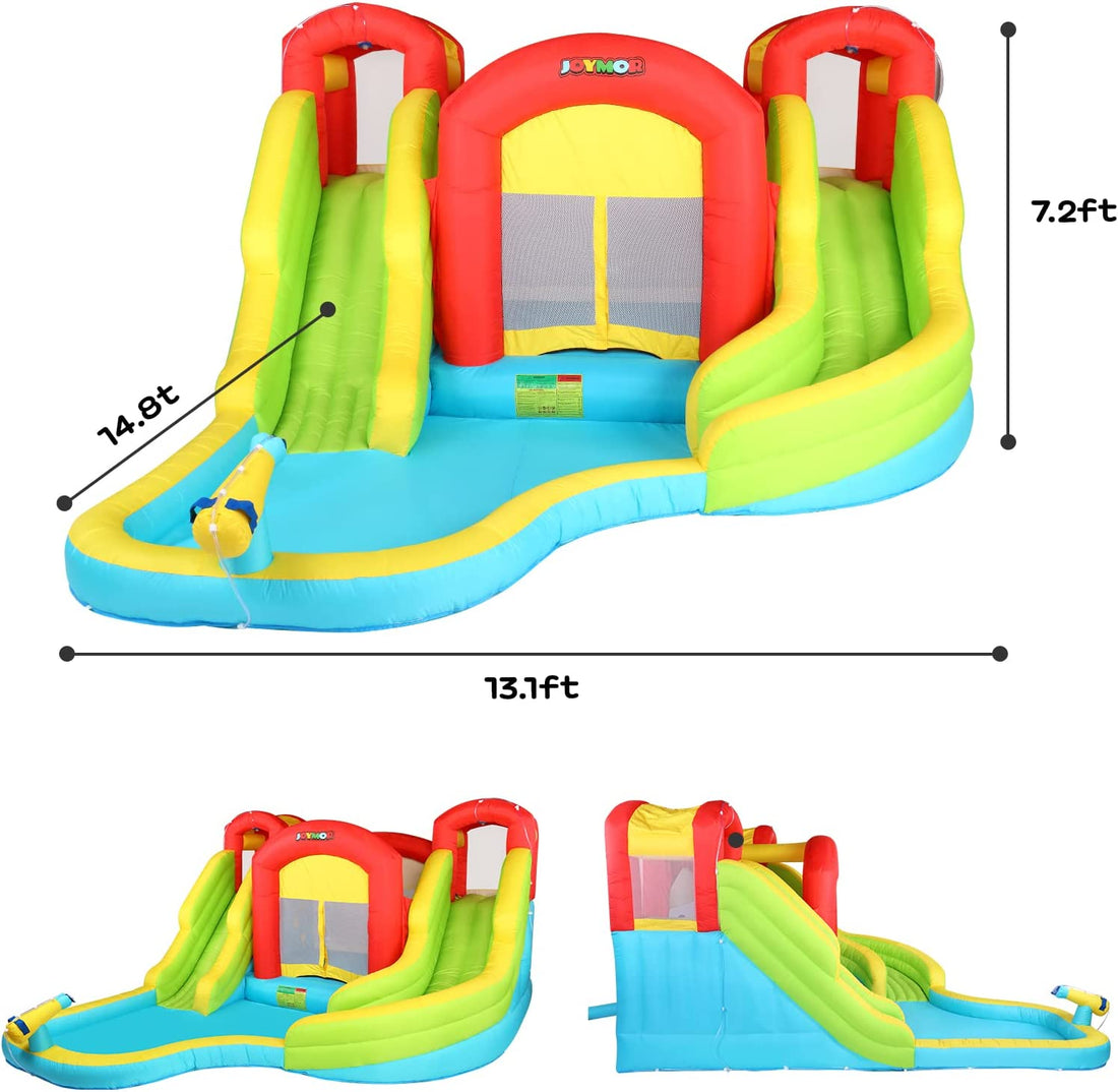 JOYMOR Giant Inflatable Water Slide Park with Double Slide Plus Trampo ...