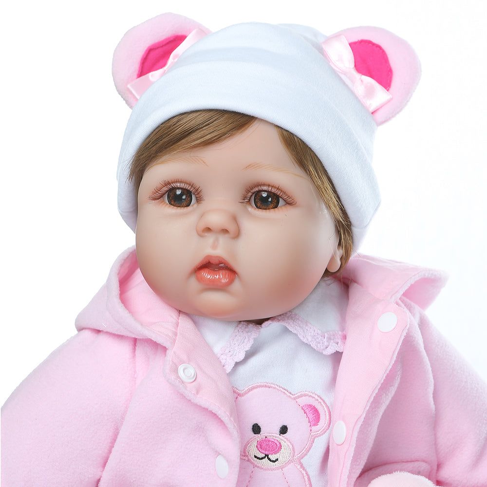 JOYMOR 22in Reborn Baby Dolls Mini Cute Silicone Realistic Baby Doll  lifelike in Puppy Pattern Clothes